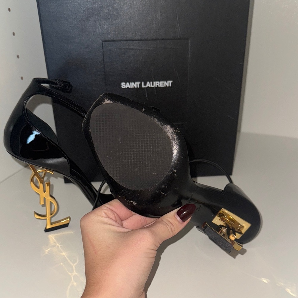Saint Laurent Black and Gold Women's Heels - Picture 8 of 9